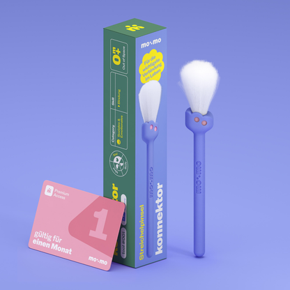 Blueberry | konnektor Streichelpinsel mit Verpackung und 1-Monats-Karte