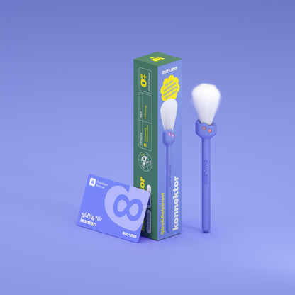 Blueberry | konnektor Streichelpinsel mit Verpackung und Unlimited-Karte